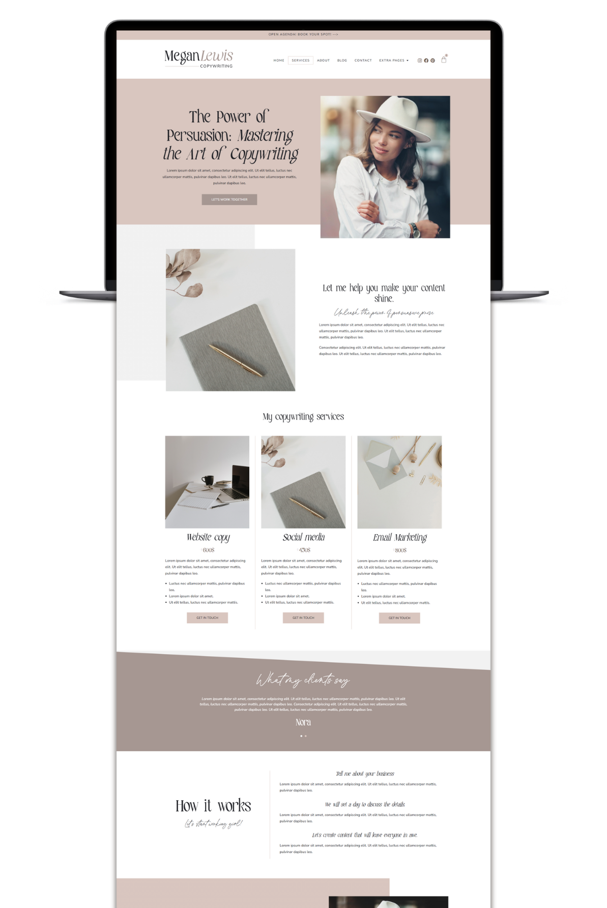 Megan feminine wordpress and elementor theme 2