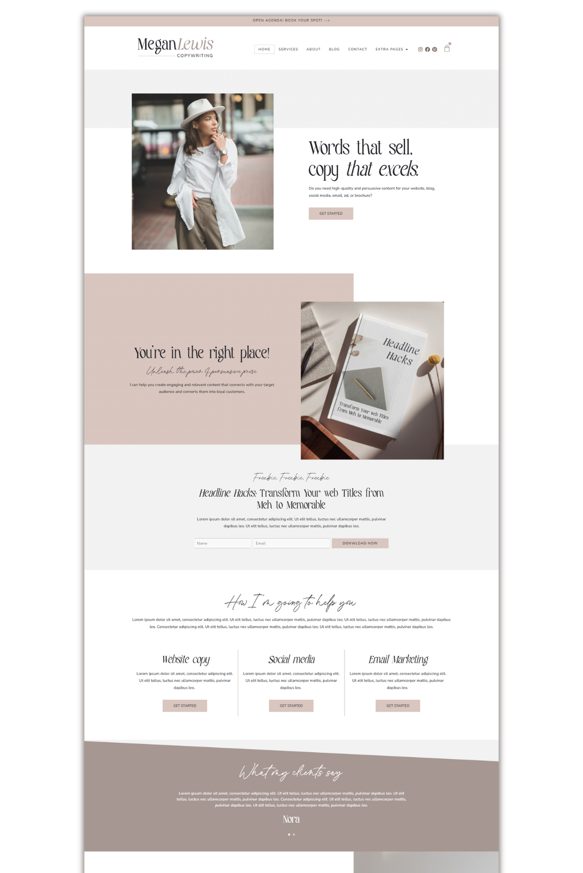 Megan feminine wordpress and elementor theme