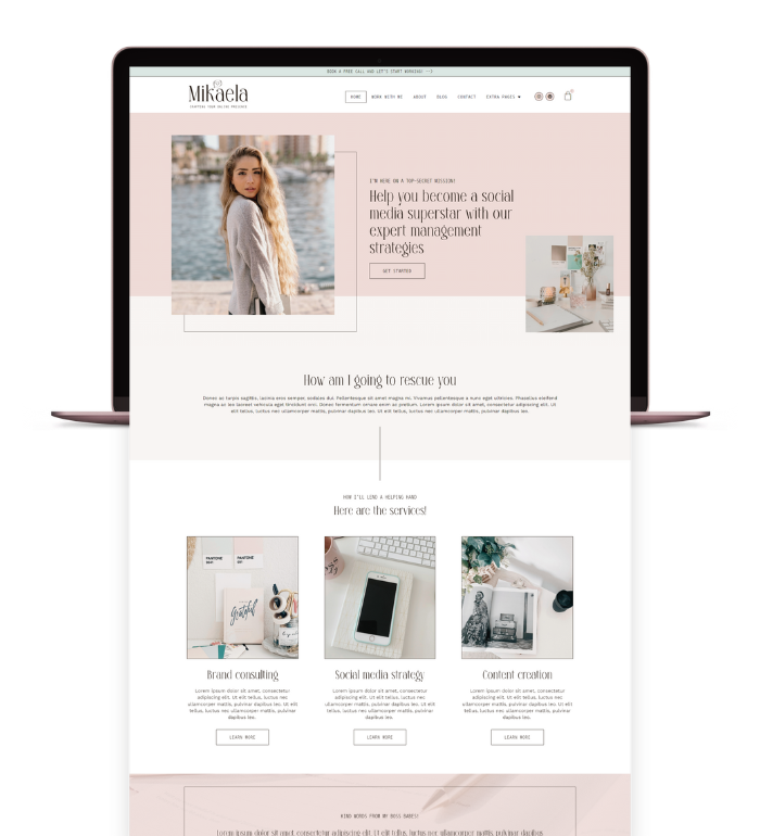 Mikaela wordpress elementor website template - designwithcris