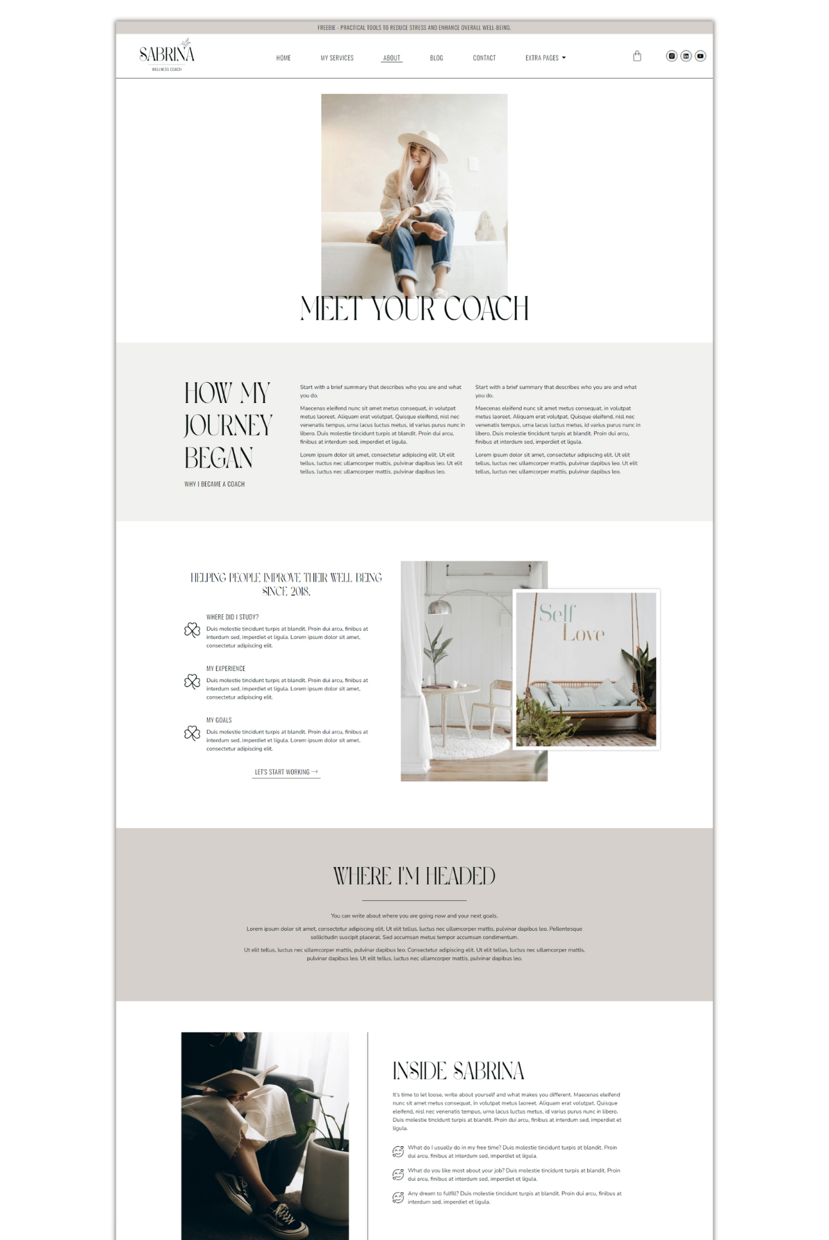 Sabrina feminine wordpress and elementor theme 3