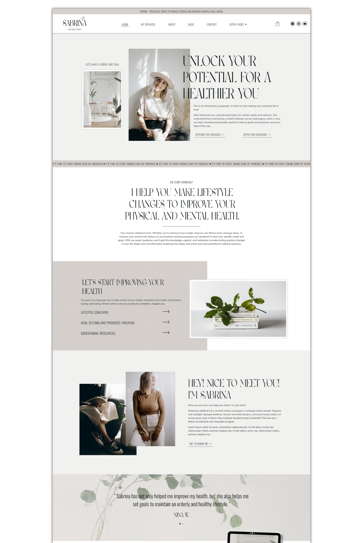 Sabrina feminine wordpress and elementor theme