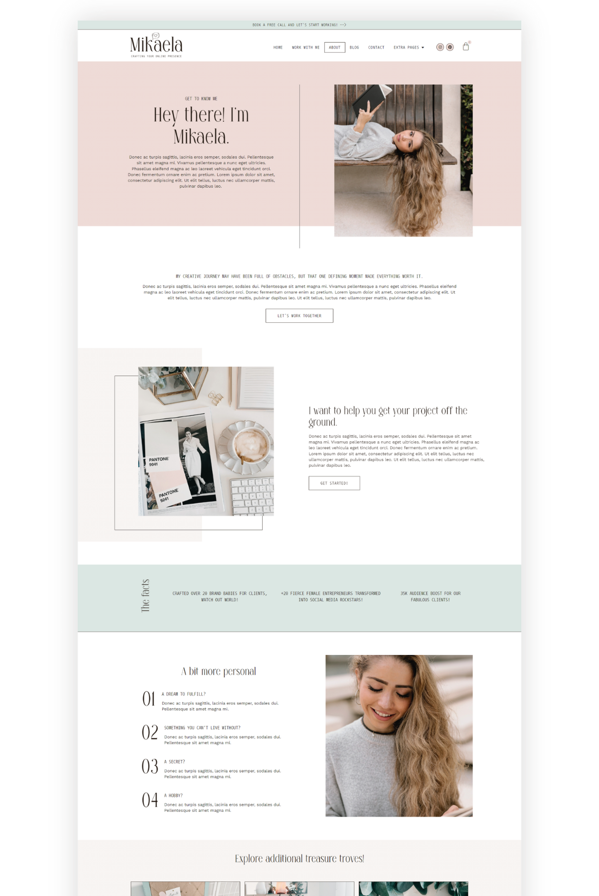 Mikaela wordpress elementor website template - designwithcris