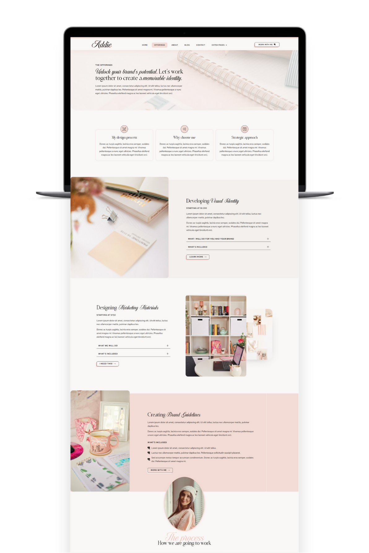 addie feminine wordpress elementor template