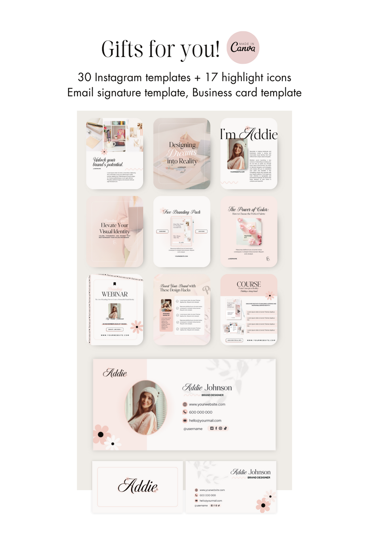 addie feminine wordpress elementor theme 4