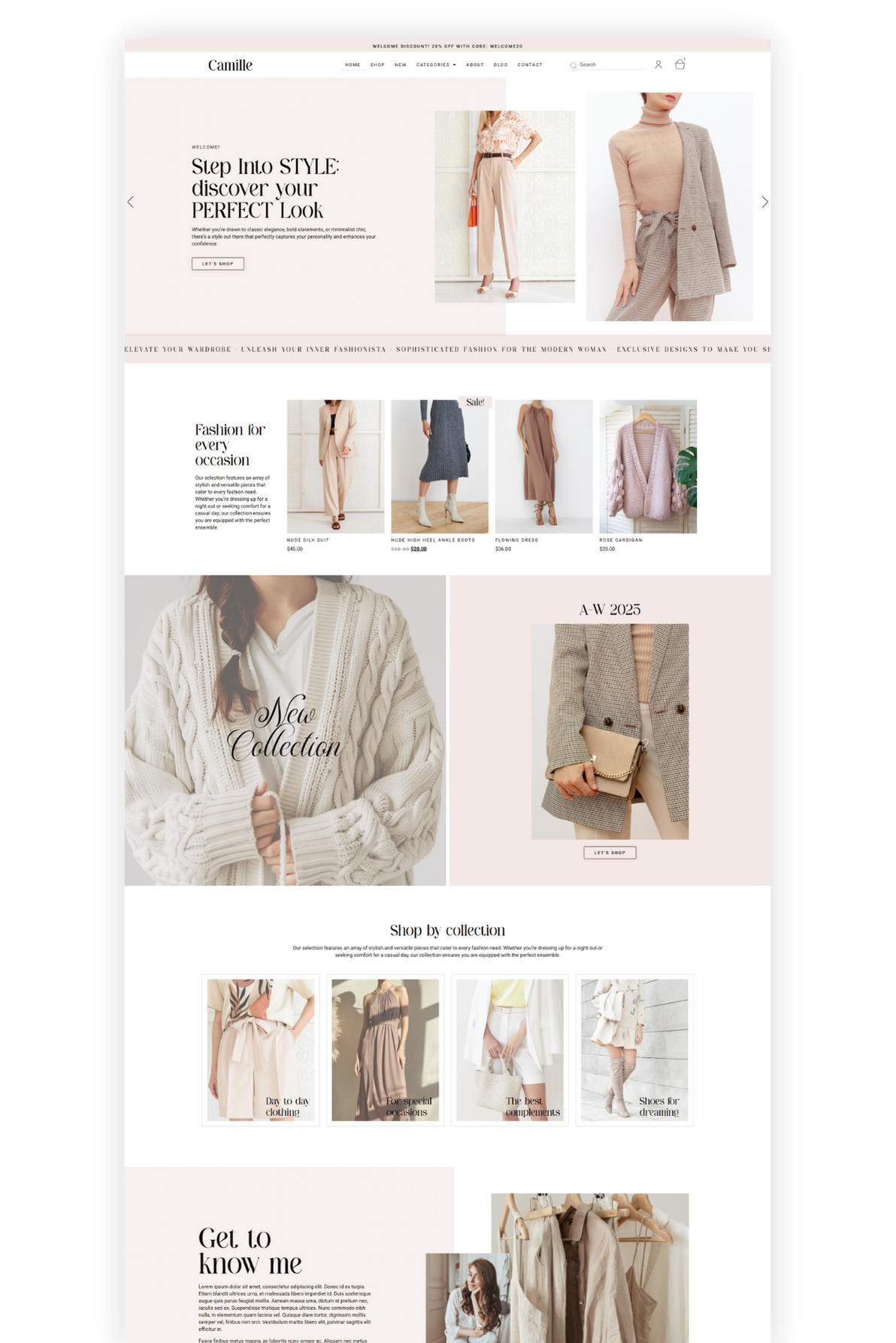 Camille - feminine woocommerce and elementor website template