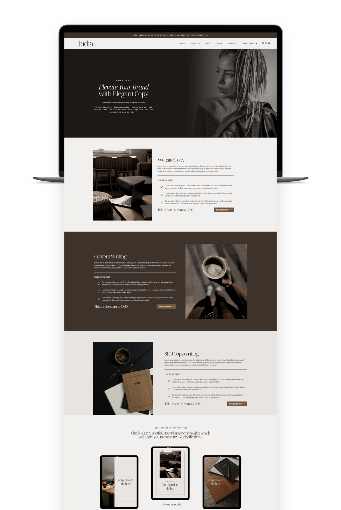 India, feminine wordpress elementor theme - designwithcris