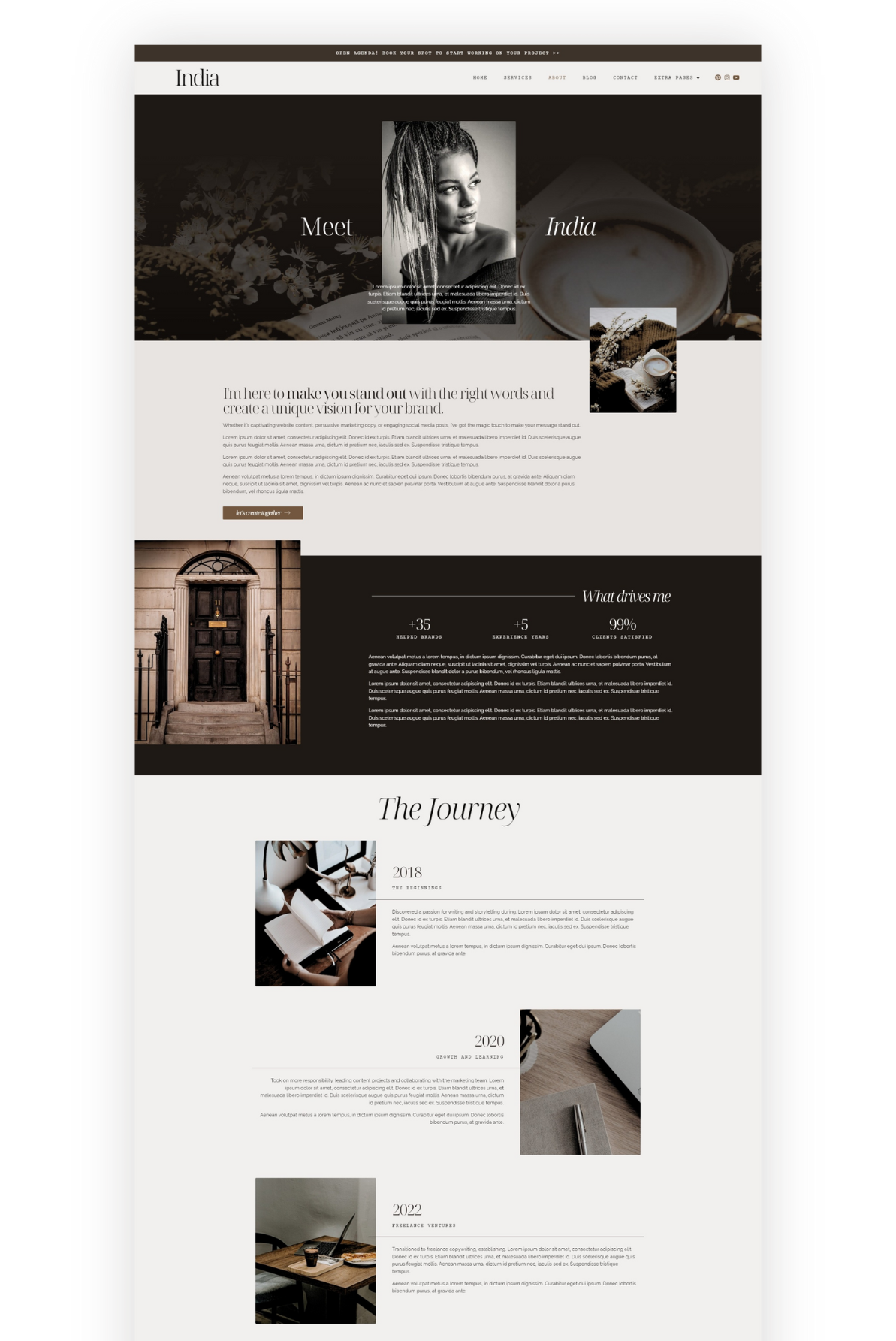 India, feminine wordpress elementor theme - designwithcris