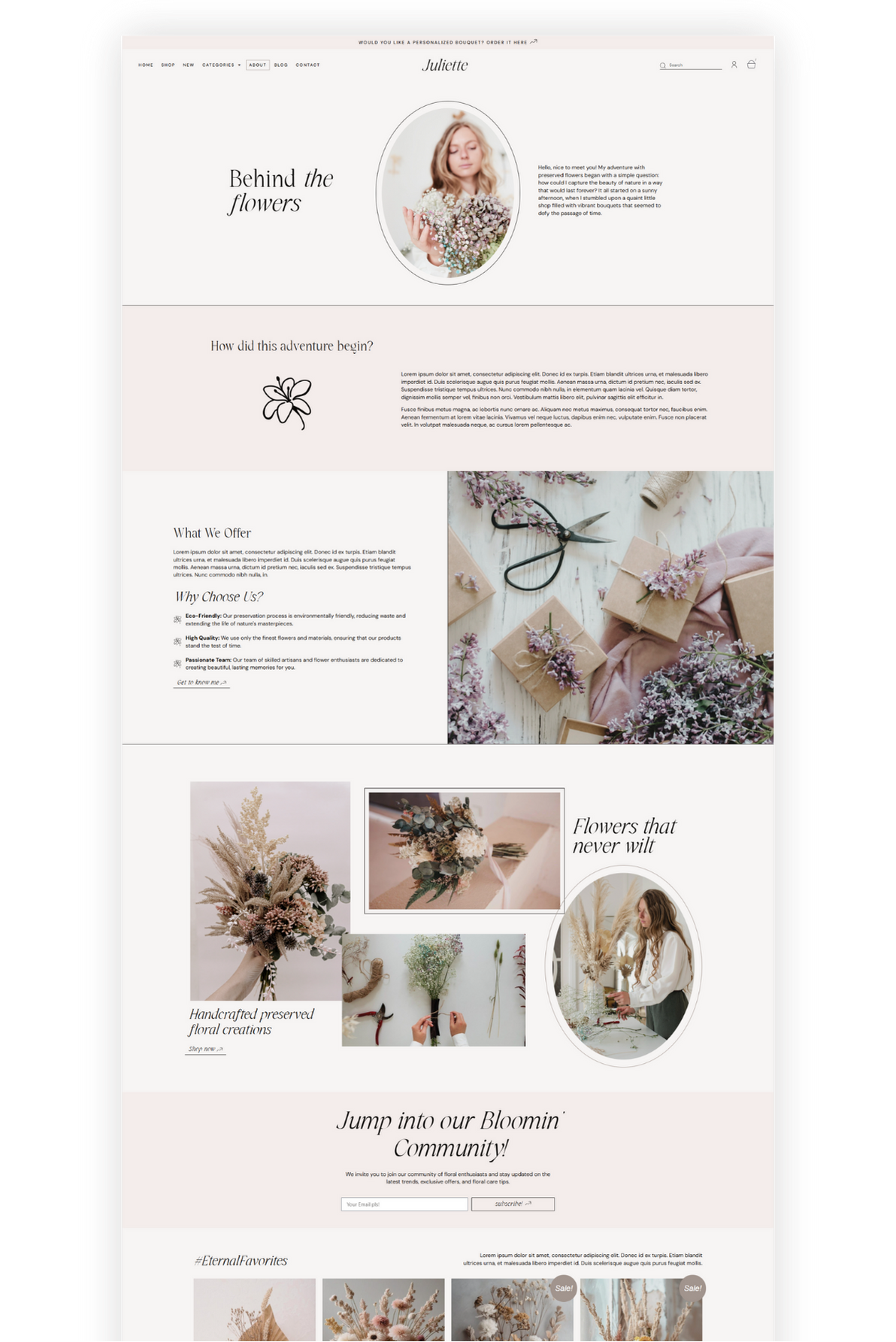 Juliette, feminine woocommerce and elementor website template