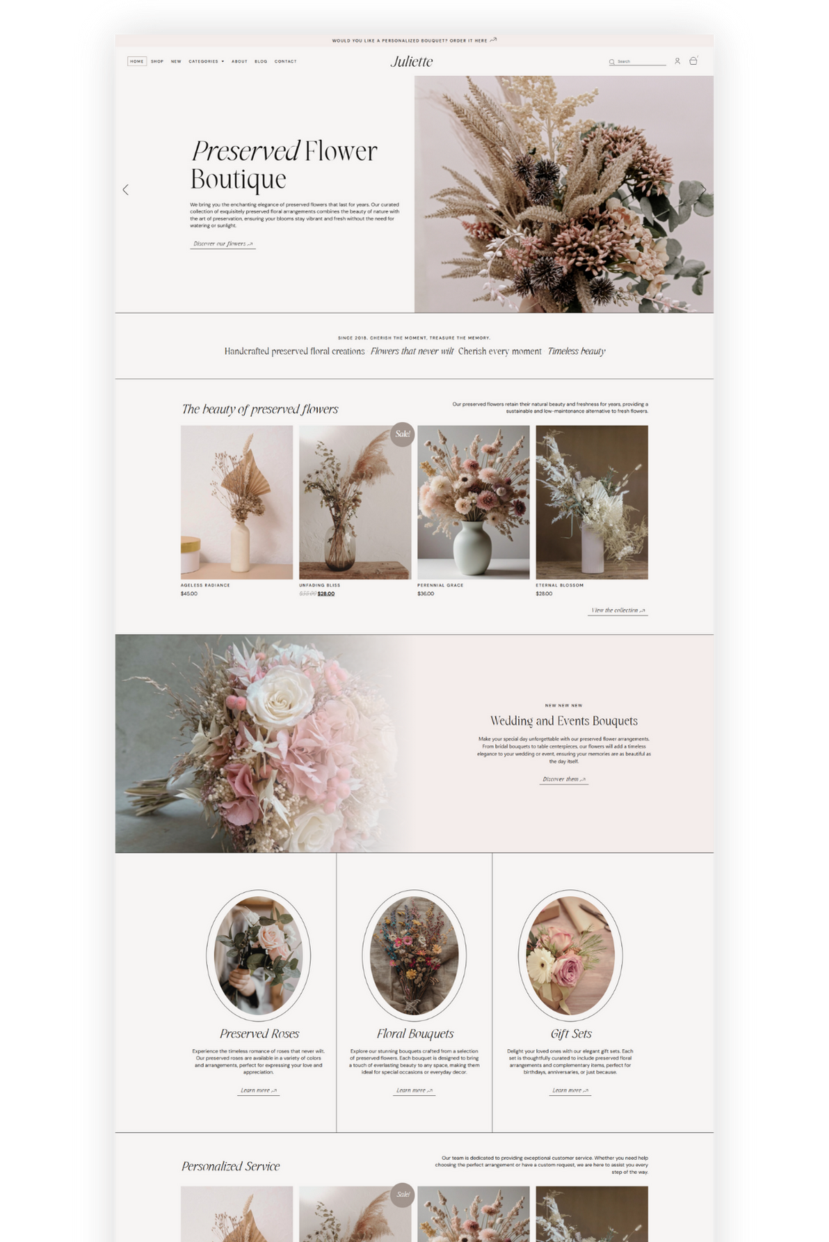 Juliette, feminine woocommerce and elementor website template