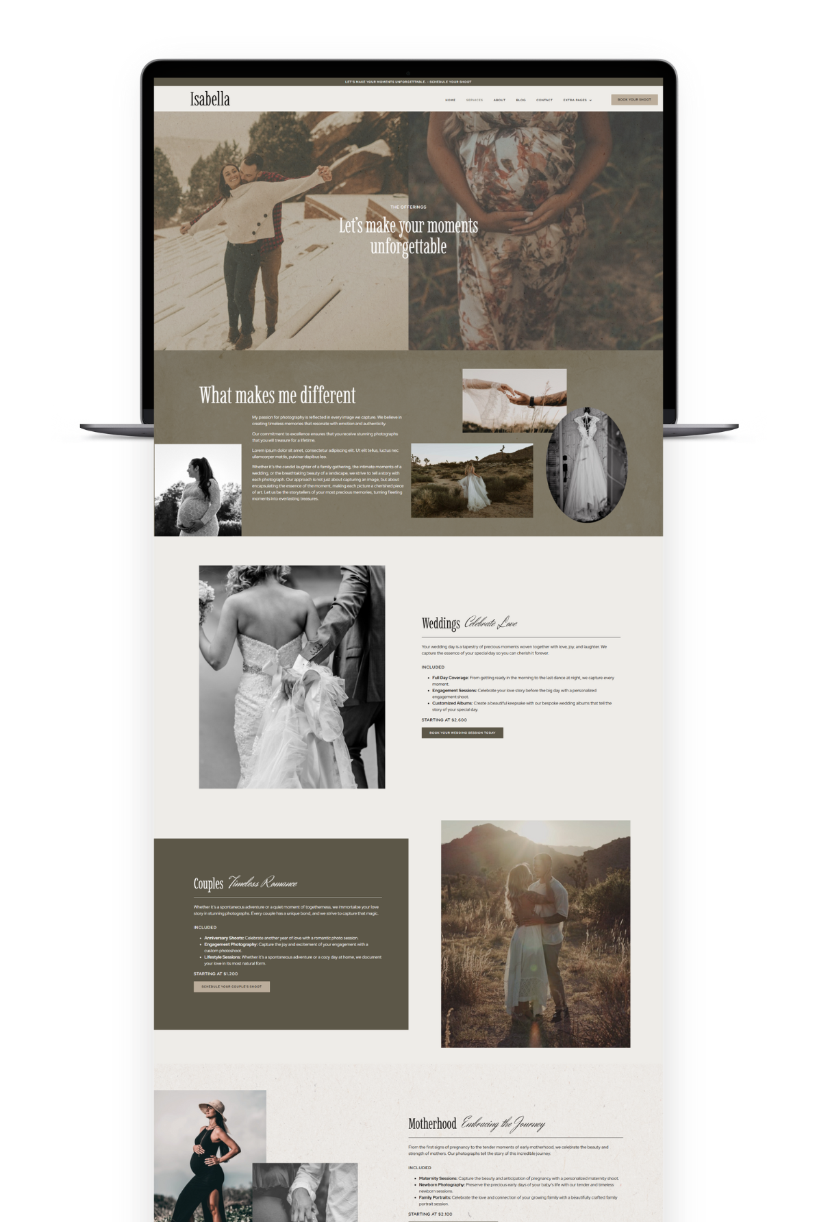 Isabella, photography wordpress elementor template 2