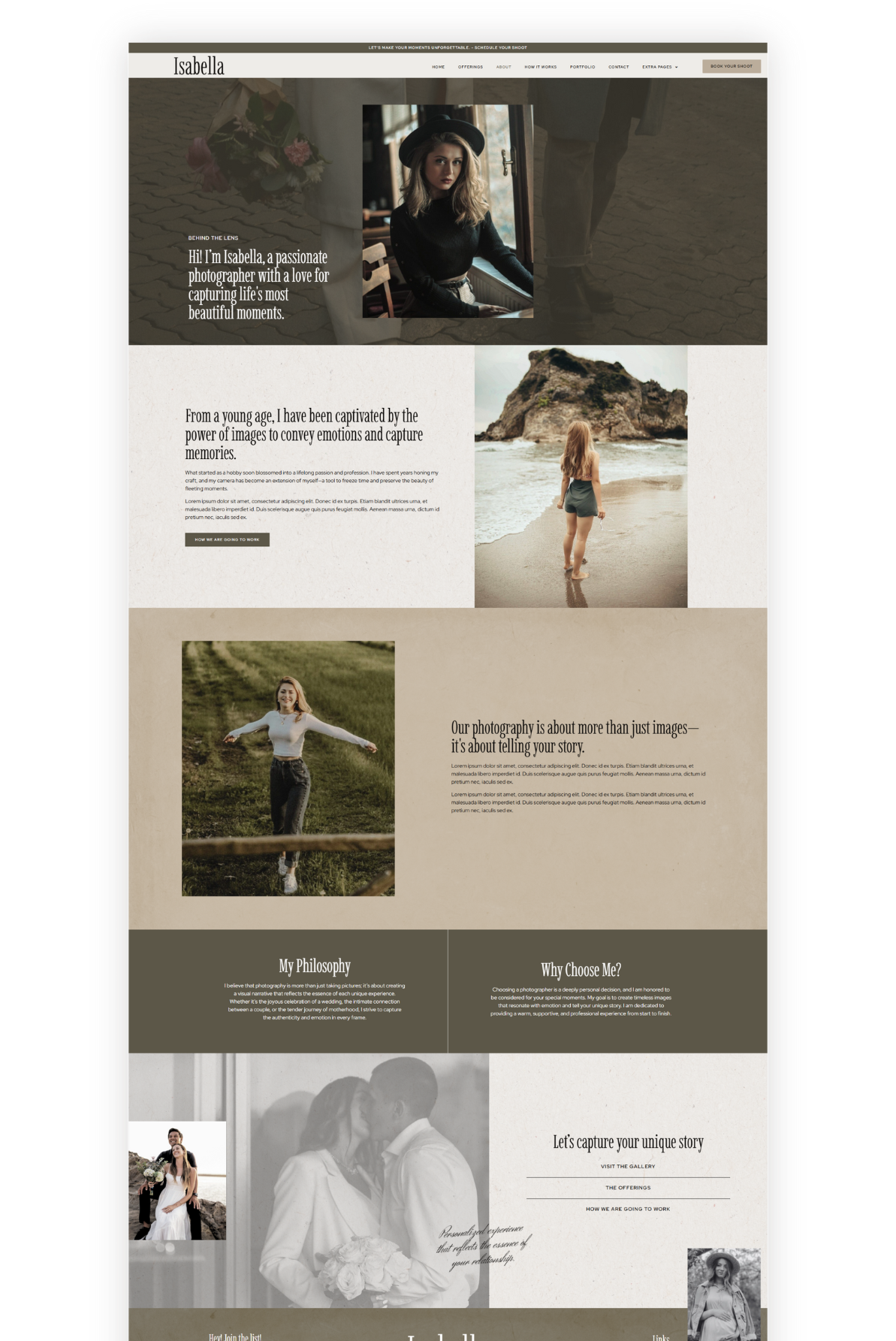 Isabella, photography wordpress elementor template 3