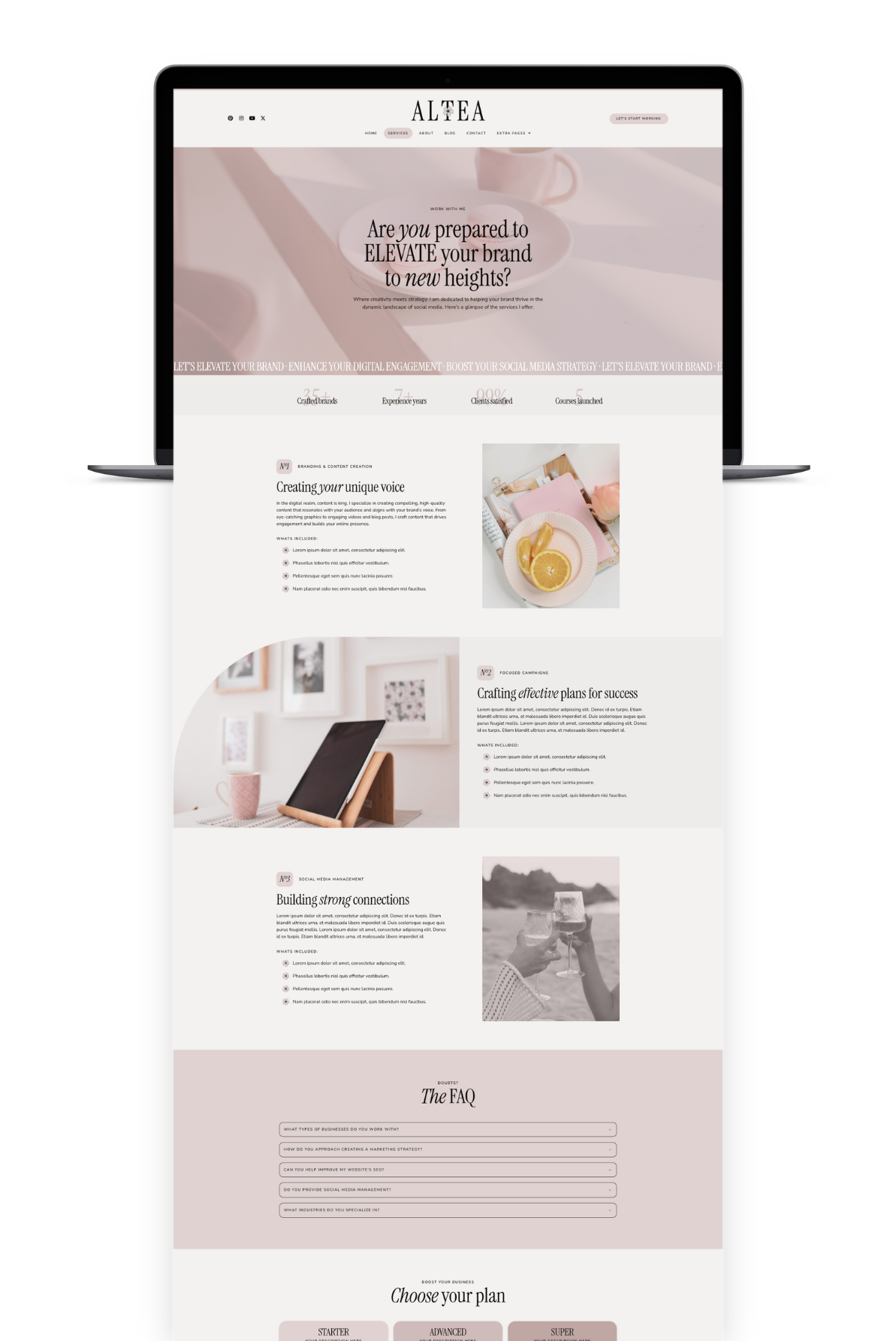 Altea feminine wordpress and elementor template
