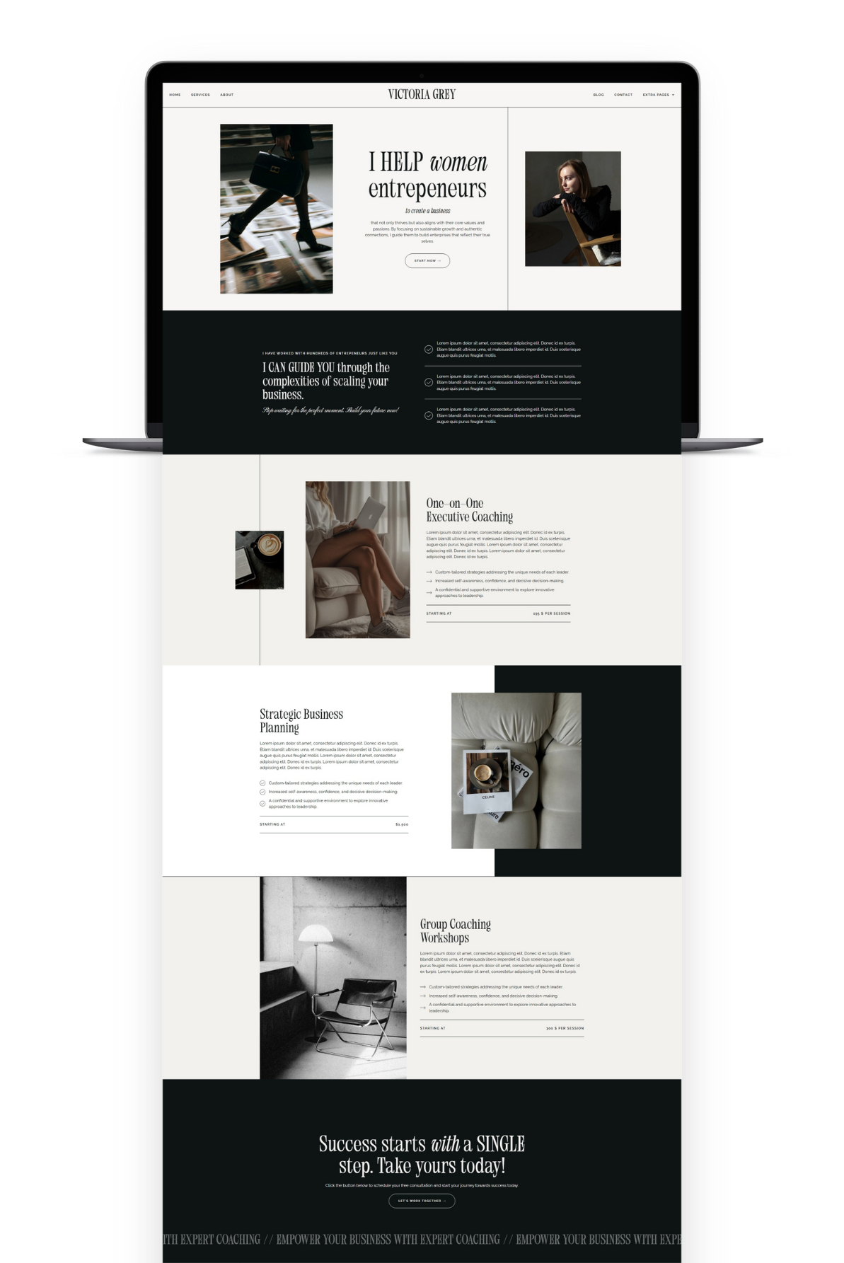 Victoria, feminine wordpress elementor template coaches