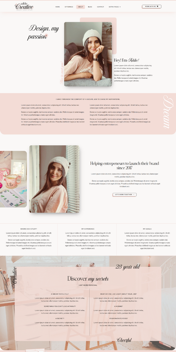 Addie feminine WordPress elementor theme