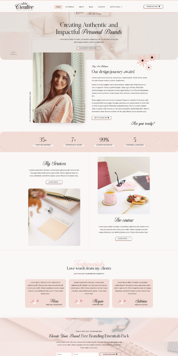 Addie feminine WordPress elementor theme