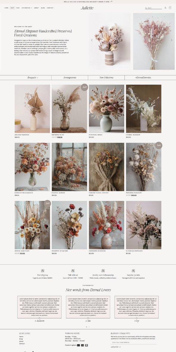 Juliette woocommerce elementor template