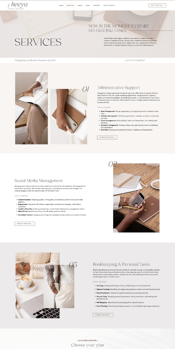 Keeya feminine wordpress elementor template