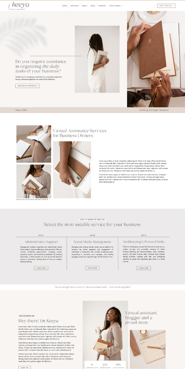 Keeya feminine wordpress elementor template