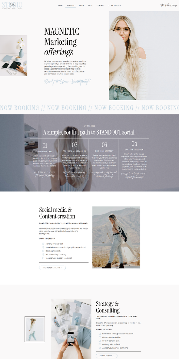 Vibe studio feminine wordpress elementor website template
