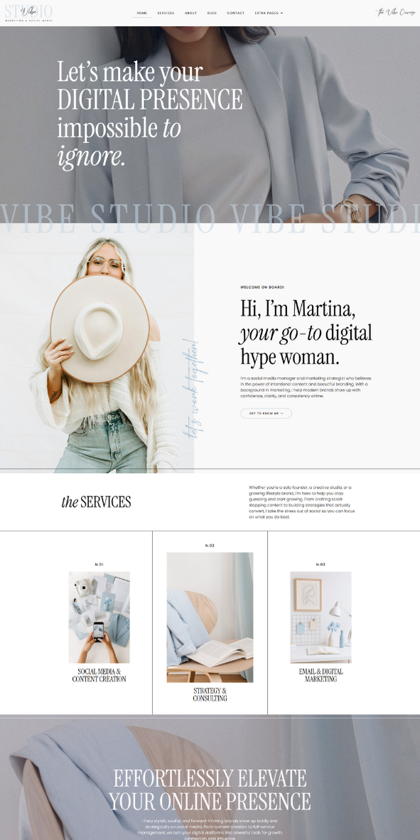 Vibe studio feminine wordpress elementor website template