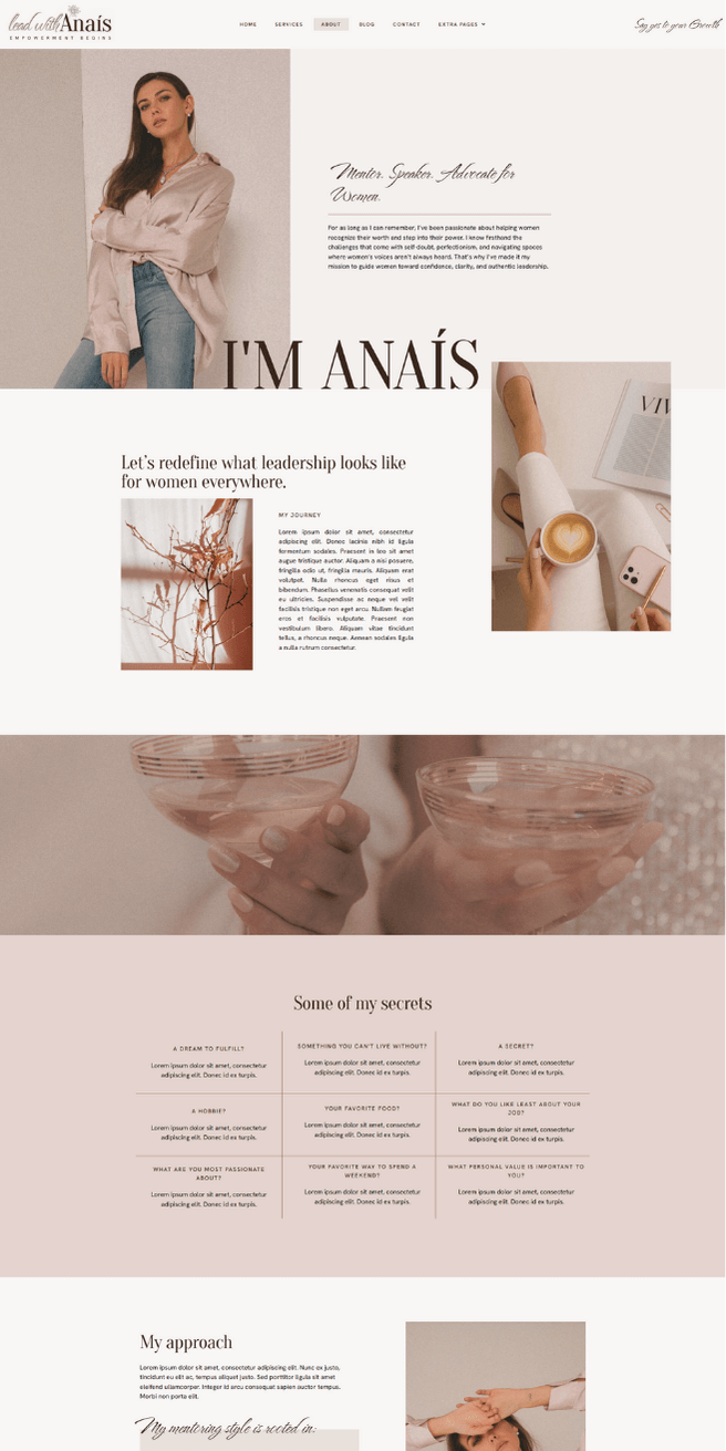 Anais feminine wordpress elementor website template