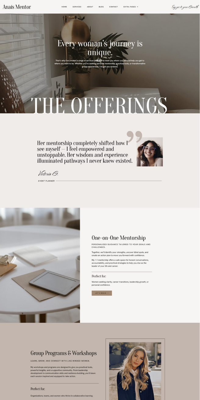 Anais wordpress elementor template 2