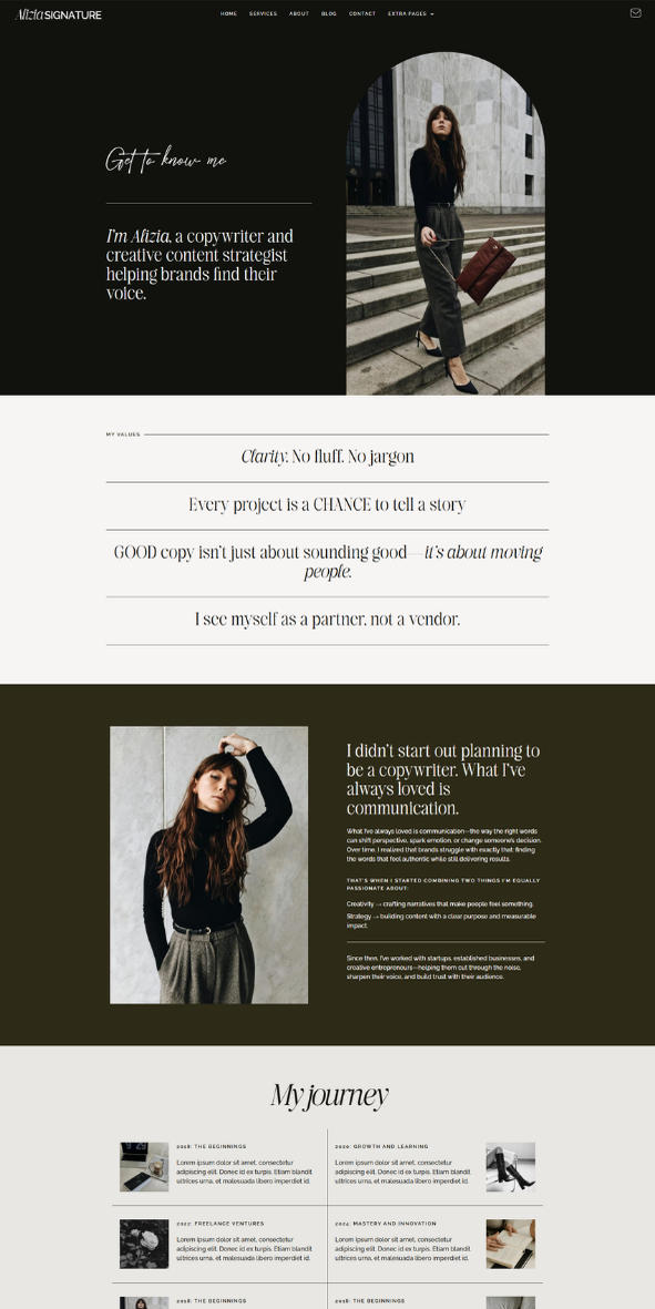 Alizia feminine wordpress elementor template