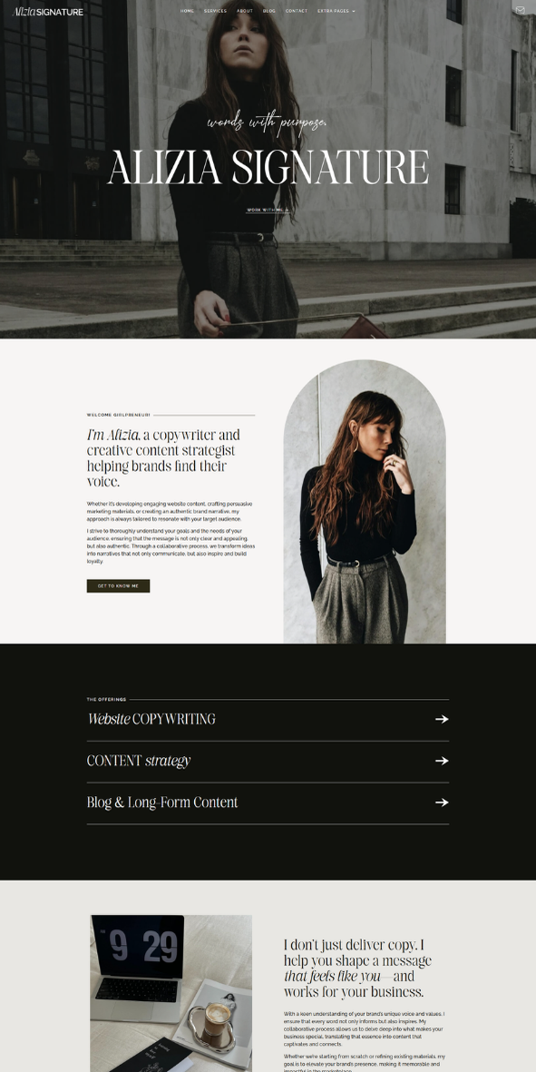 Alizia feminine wordpress elementor template