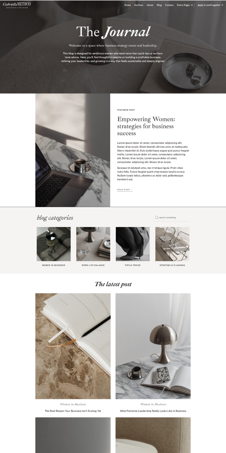 Gabriella feminine wordpress, elementor theme