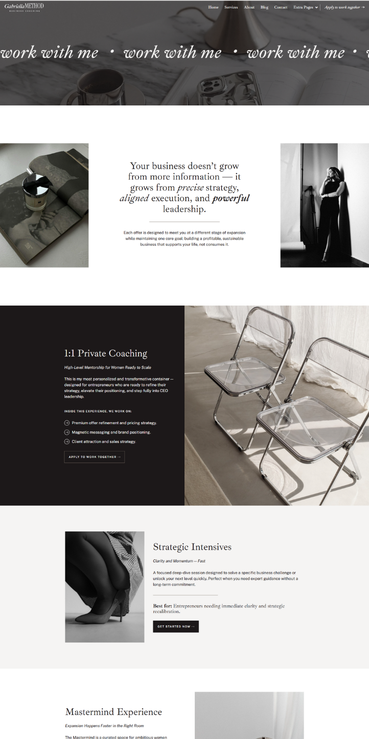 Gabriella feminine wordpress, elementor website template