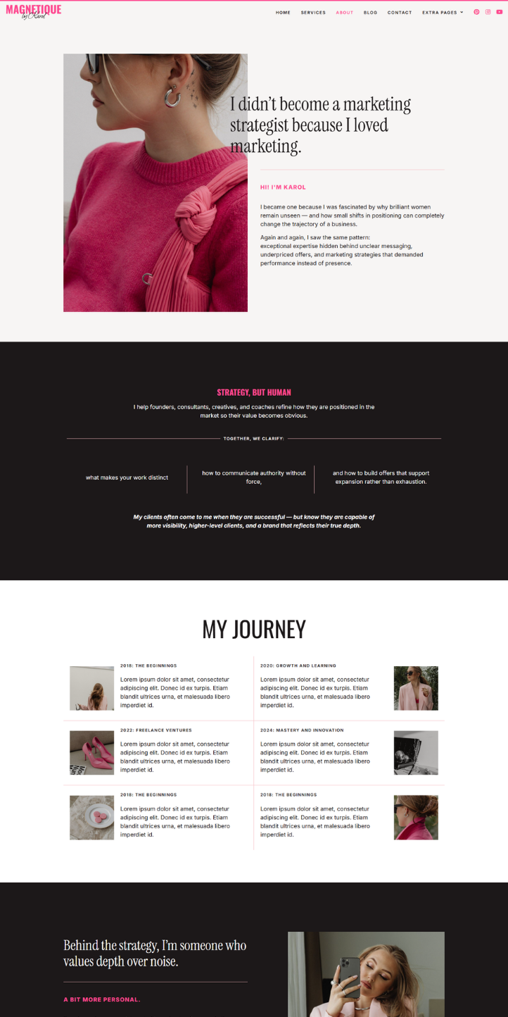 Magnetique by Karol, feminine wordpress elementor website template