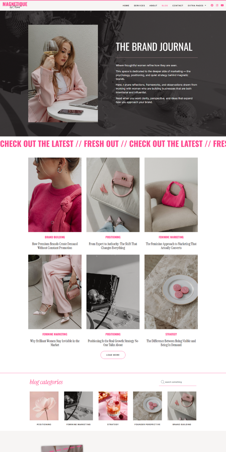 Magnetique by Karol, feminine wordpress elementor website theme