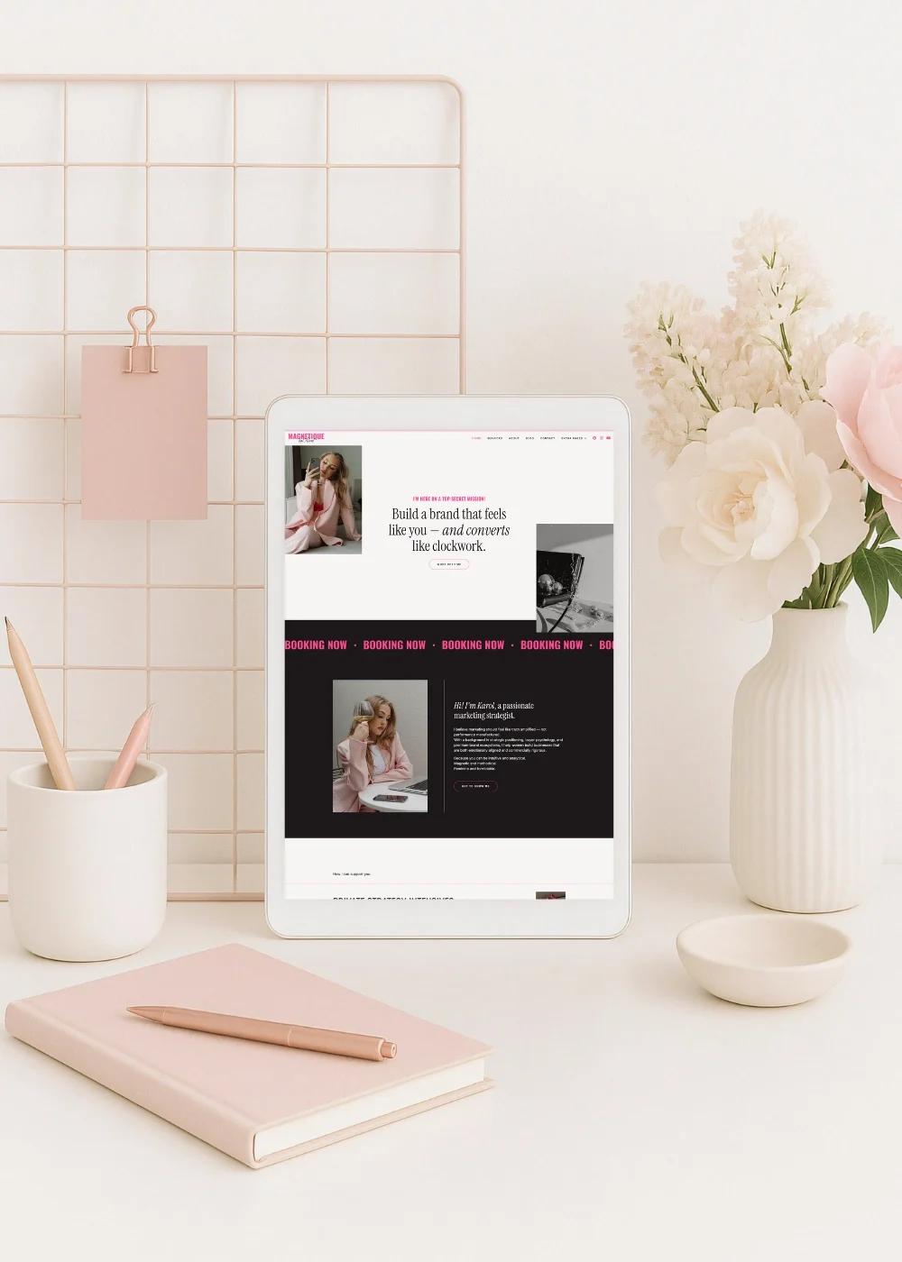 Magnetique by Karol, feminine wordpress elementor website template by designwithcris